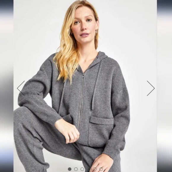 Splendid Zip-Up Hoodie Sweater in Grey - Picture 3 of 6
